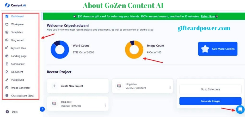 GoZen Content AI User Interface