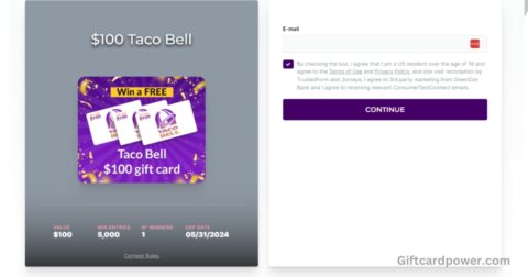 $100 Taco Bell Gift Card